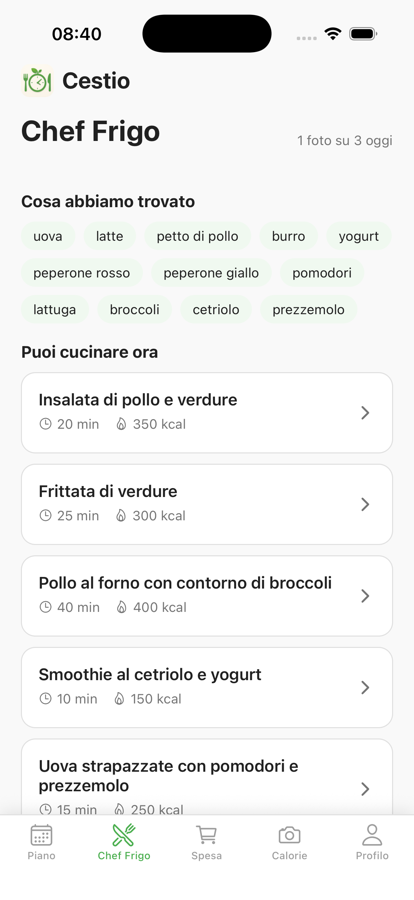 Chef Frigo di Cestio che propone ricette da una foto del frigo